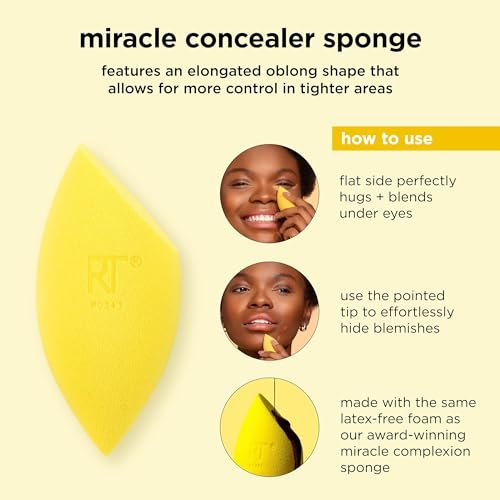 Real Techniques Miracle Concealer Sponge – Latex-Free Makeup Blending Sponge for Liquid & Cream Concealer, 2 Count, Yellow - görsel 9