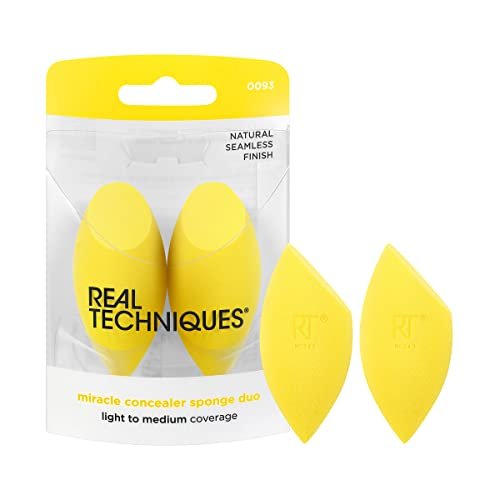 Real Techniques Miracle Concealer Sponge – Latex-Free Makeup Blending Sponge for Liquid & Cream Concealer, 2 Count, Yellow - görsel 1