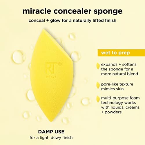 Real Techniques Miracle Concealer Sponge – Latex-Free Makeup Blending Sponge for Liquid & Cream Concealer, 2 Count, Yellow - görsel 11