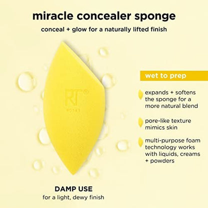 Real Techniques Miracle Concealer Sponge – Latex-Free Makeup Blending Sponge for Liquid & Cream Concealer, 2 Count, Yellow