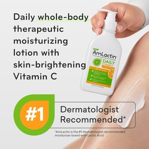 AmLactin Daily Vitamin C Lotion – Brightening Body Lotion for Dry Skin, No-Scrub Exfoliator with 7% Lactic Acid AHA and Vitamin C, 7.9 oz - görsel 4
