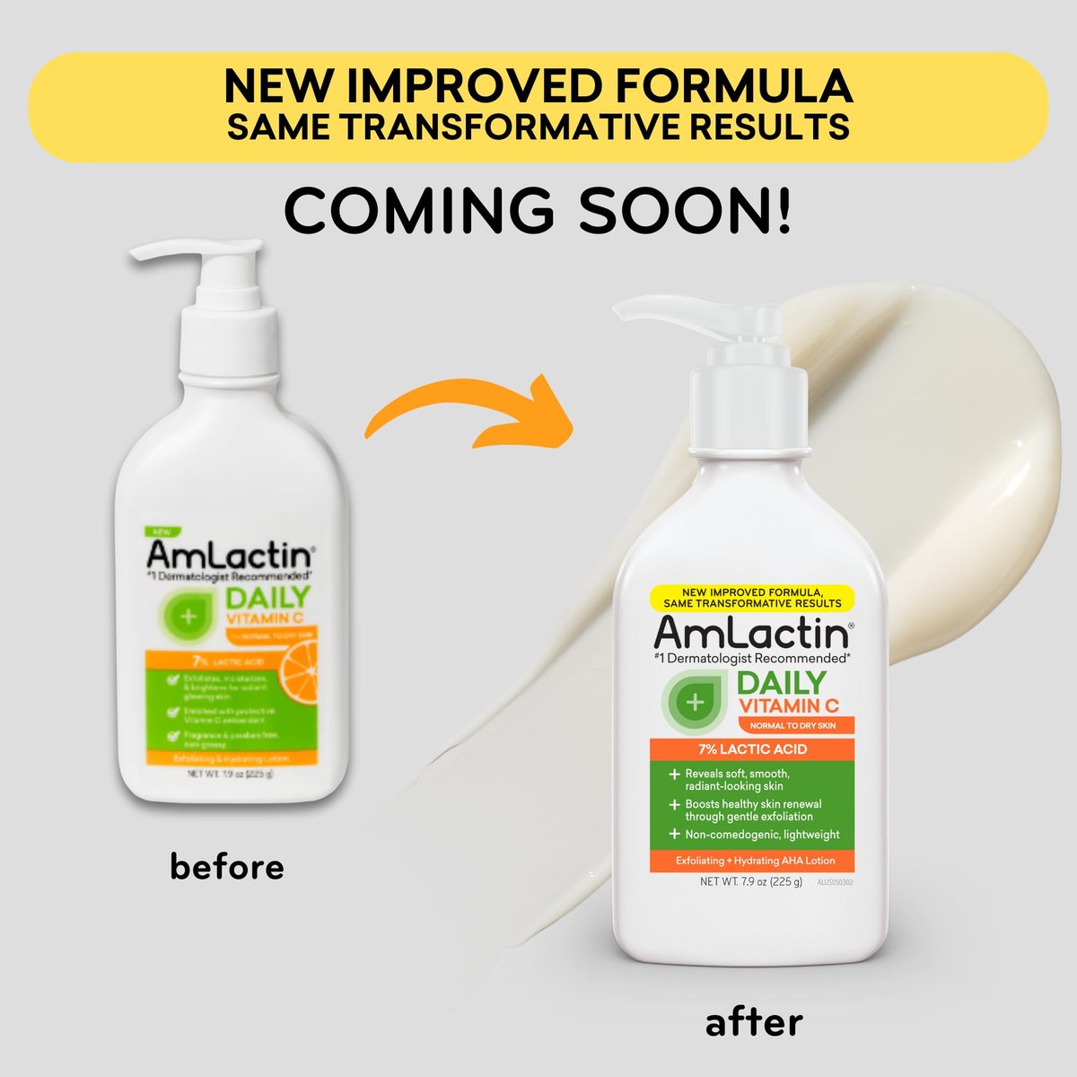 AmLactin Daily Vitamin C Lotion – Brightening Body Lotion for Dry Skin, No-Scrub Exfoliator with 7% Lactic Acid AHA and Vitamin C, 7.9 oz - görsel 13