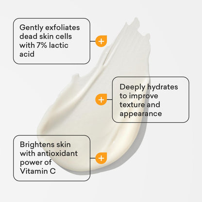 AmLactin Daily Vitamin C Lotion – Brightening Body Lotion for Dry Skin, No-Scrub Exfoliator with 7% Lactic Acid AHA and Vitamin C, 7.9 oz