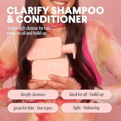MONDAY HAIRCARE Clarify Shampoo and Conditioner Set for Oily Hair - 12 oz Each with Grapefruit Extract, Coconut Oil, Shea Butter, Vitamin E & Pro-Vitamin B5