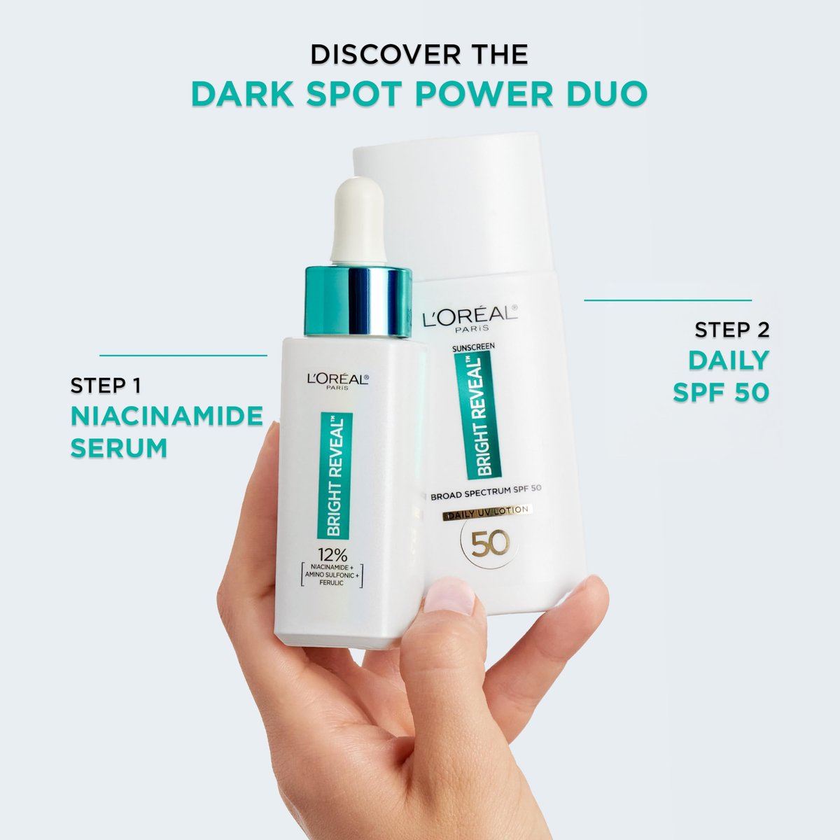 L'Oréal Paris Bright Reveal 12% Niacinamide + Amino Sulfonic + Ferulic Dark Spot Serum, 1 oz with Moisturizer Sample Avelisse