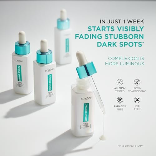 L'Oréal Paris Bright Reveal 12% Niacinamide + Amino Sulfonic + Ferulic Dark Spot Serum, 1 oz with Moisturizer Sample Avelisse