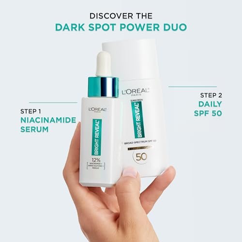 L'Oréal Paris Bright Reveal 12% Niacinamide + Amino Sulfonic + Ferulic Dark Spot Serum, 1 oz with Moisturizer Sample Avelisse
