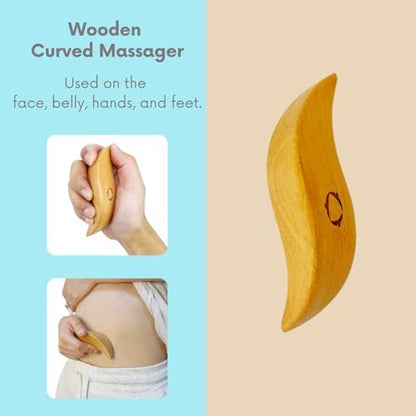Dry Brushing Body Brush for Lymphatic Drainage with Contoured Handle & Wood Therapy Massage Tools - Vegan, Anti-Cellulite, Body Sculpting Kit for Sensitive Skin Avelisse