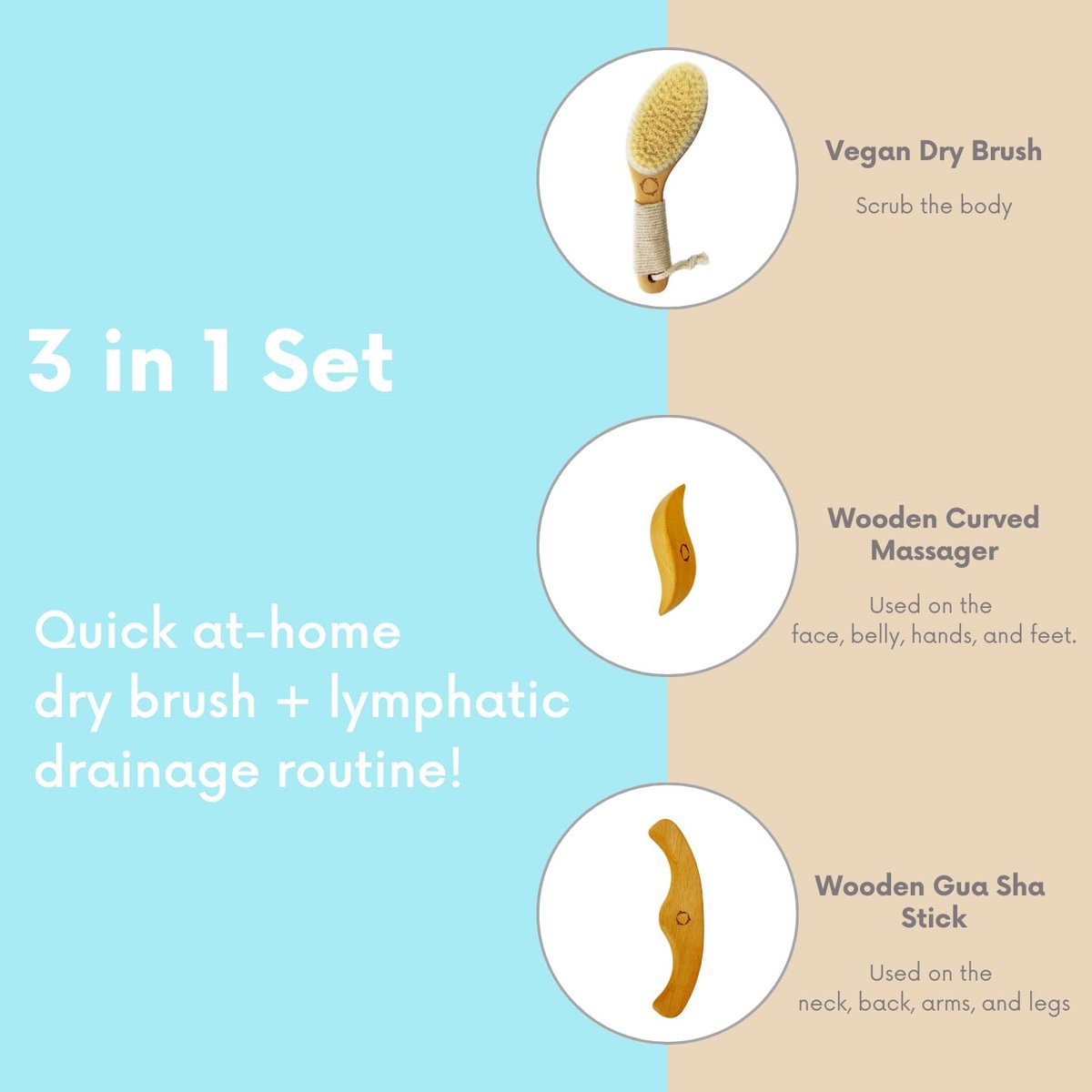 Dry Brushing Body Brush for Lymphatic Drainage with Contoured Handle & Wood Therapy Massage Tools - Vegan, Anti-Cellulite, Body Sculpting Kit for Sensitive Skin Avelisse