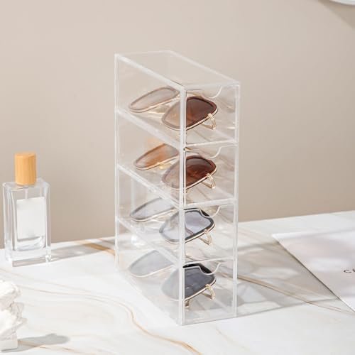 Clear Acrylic Sunglass Storage Box – 4-Layer Eyeglass Organizer with Strong Load-Bearing Tray for Home & Office Avelisse