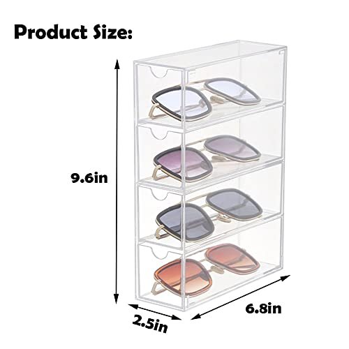 Clear Acrylic Sunglass Storage Box – 4-Layer Eyeglass Organizer with Strong Load-Bearing Tray for Home & Office Avelisse