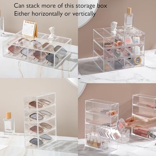 Clear Acrylic Sunglass Storage Box – 4-Layer Eyeglass Organizer with Strong Load-Bearing Tray for Home & Office Avelisse