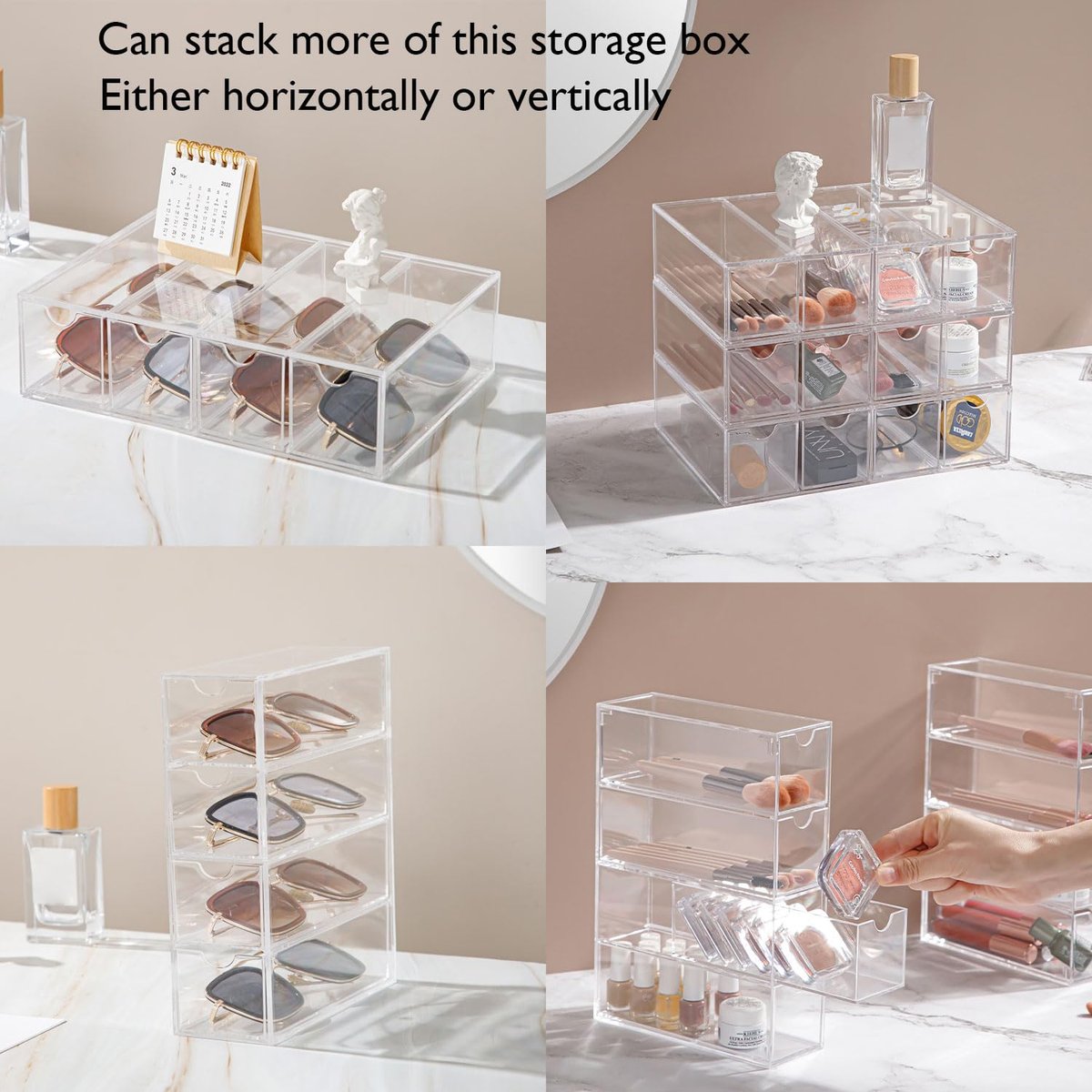 Clear Acrylic Sunglass Storage Box – 4-Layer Eyeglass Organizer with Strong Load-Bearing Tray for Home & Office Avelisse