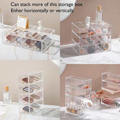 Clear Acrylic Sunglass Storage Box – 4-Layer Eyeglass Organizer with Strong Load-Bearing Tray for Home & Office Avelisse