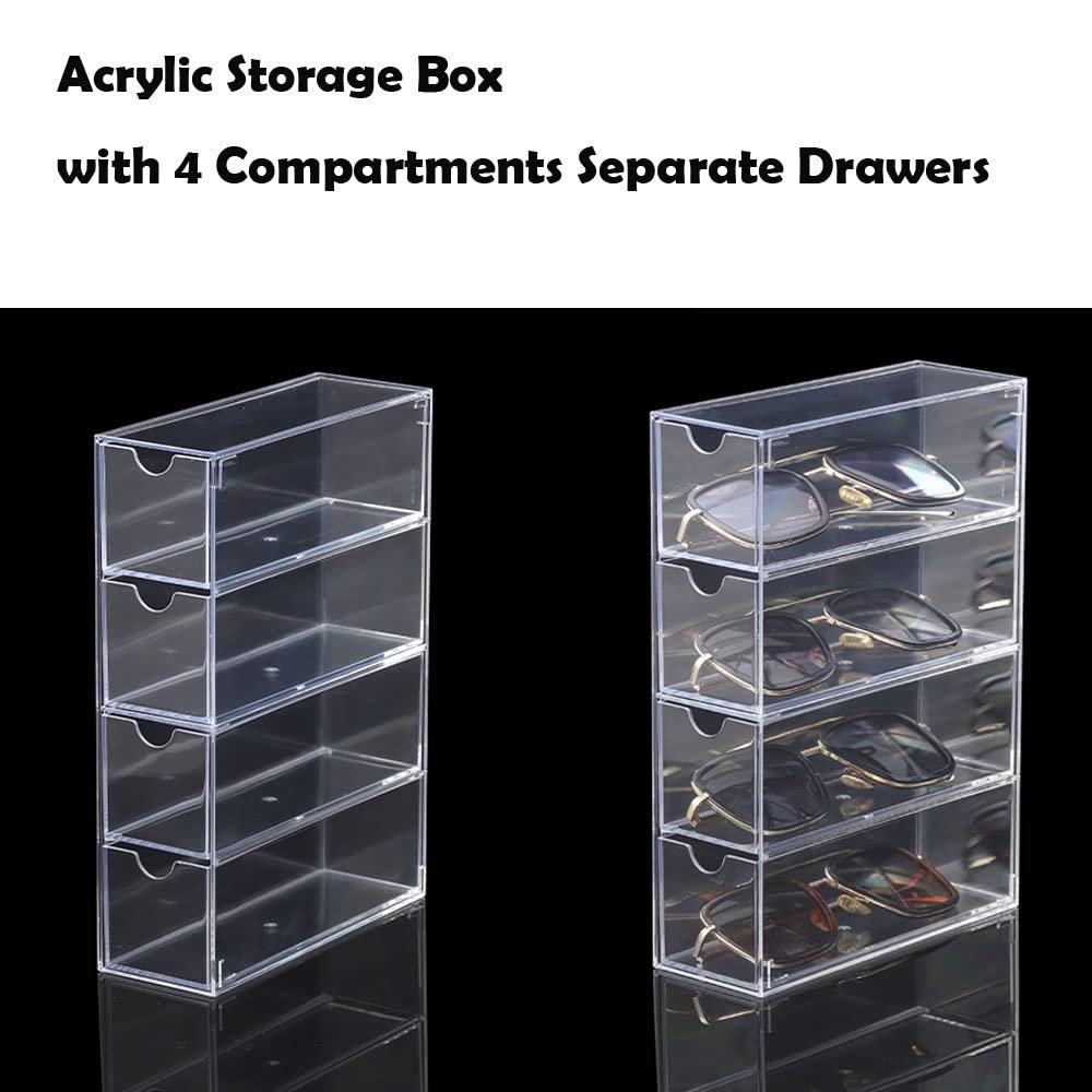 Clear Acrylic Sunglass Storage Box – 4-Layer Eyeglass Organizer with Strong Load-Bearing Tray for Home & Office Avelisse