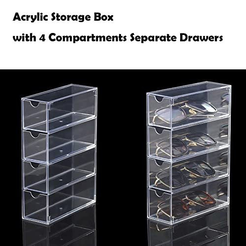 Clear Acrylic Sunglass Storage Box – 4-Layer Eyeglass Organizer with Strong Load-Bearing Tray for Home & Office Avelisse