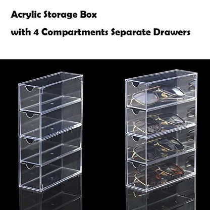 Clear Acrylic Sunglass Storage Box – 4-Layer Eyeglass Organizer with Strong Load-Bearing Tray for Home & Office Avelisse