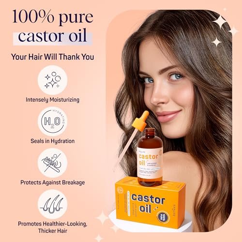 SpaLife Organic Cold Pressed Castor Oil – Hexane Free, for Face, Hair, Brows, Lashes & Nails, with 2 Brow Brushes, 2 Lash Applicators & Dropper, 8 FL OZ Avelisse
