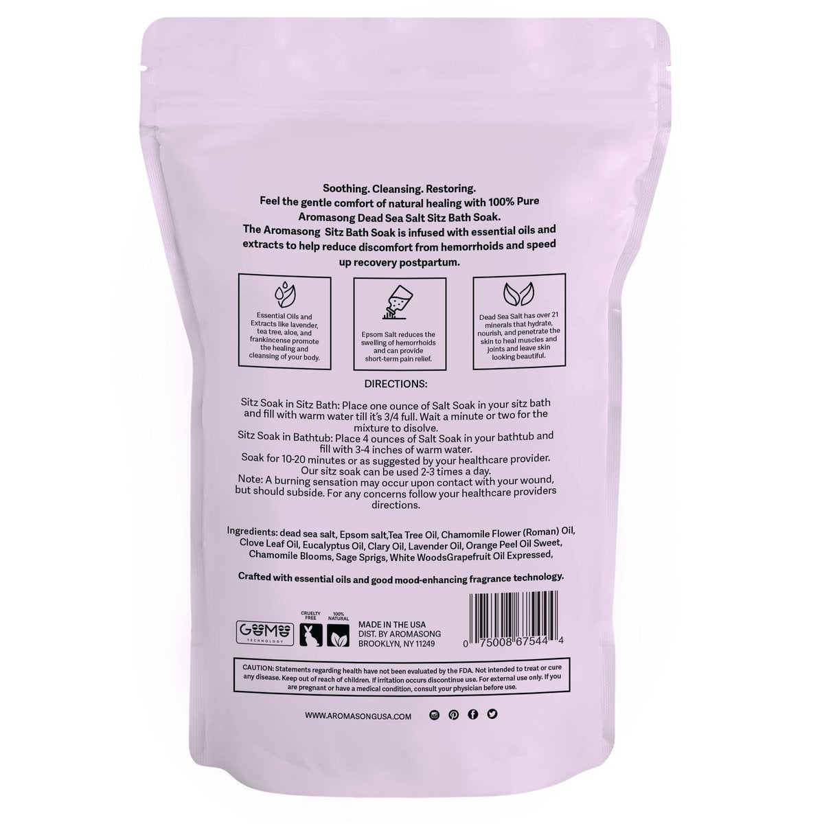 Aromasong Sitz Bath Postpartum Soak – Dead Sea Salt & Epsom Salts with Lavender, Chamomile & Eucalyptus Oil (14 oz) - görsel 15