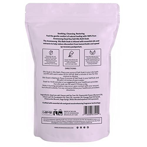 Aromasong Sitz Bath Soak 2lb – Dead Sea & Epsom Salt Soak for Hemorrhoid & Postpartum Care, with Lavender, Chamomile & Tea Tree, Natural Sitz Bath Salts, Made in USA Avelisse