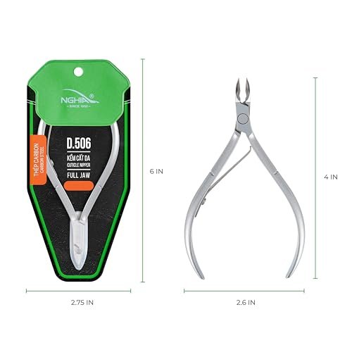 Premium Hard Steel Cuticle Nipper D-506 – Precision Nail Tech Nipper with Grey Plated Full Jaw and Single Spring - görsel 4