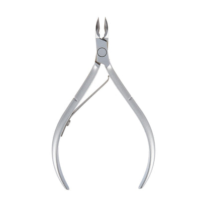 Premium Hard Steel Cuticle Nipper D-506 – Precision Nail Tech Nipper with Grey Plated Full Jaw and Single Spring