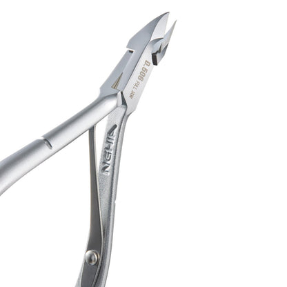 Premium Hard Steel Cuticle Nipper D-506 – Precision Nail Tech Nipper with Grey Plated Full Jaw and Single Spring