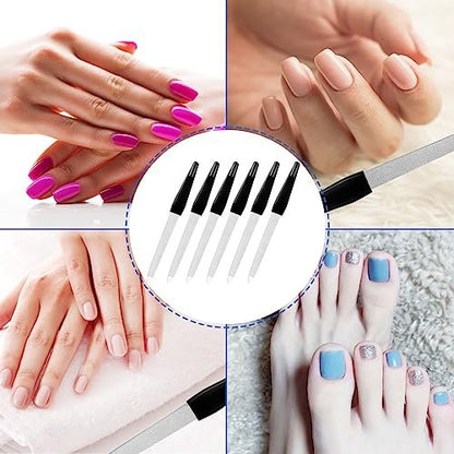 HomeyEra 6 Pack Metal Nail Files for Natural Nails – Stainless Steel 6 Inch Nail File with Sharp Pointed Tip & Non-Slip Handle – Sapphire Grit Sword Diamond Black
