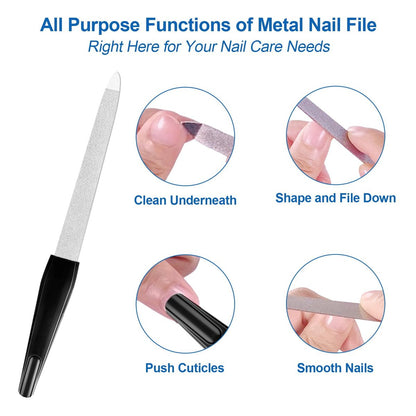 HomeyEra 6 Pack Metal Nail Files for Natural Nails – Stainless Steel 6 Inch Nail File with Sharp Pointed Tip & Non-Slip Handle – Sapphire Grit Sword Diamond Black