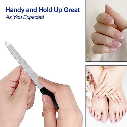 HomeyEra 6 Pack Metal Nail Files for Natural Nails – Stainless Steel 6 Inch Nail File with Sharp Pointed Tip & Non-Slip Handle – Sapphire Grit Sword Diamond Black
