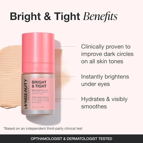 Innbeauty Project Bright & Tight Eye Cream with Vitamin C & Peptides for Dark Circles & Firming, 0.5 oz Avelisse