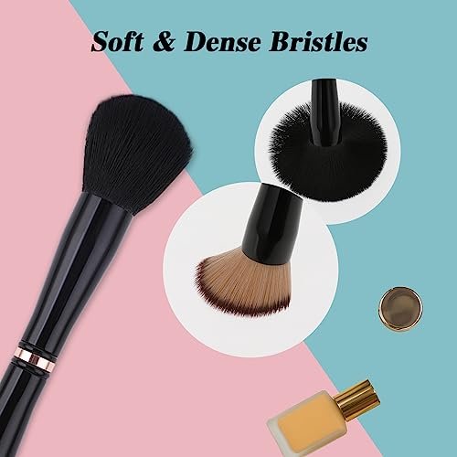 TIESOME 4-in-1 Makeup Brush Set - Double Ended Foundation, Blush, Eyeshadow, Concealer & Powder Brush - All-in-One Travel Makeup Brushes Avelisse
