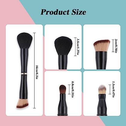 TIESOME 4-in-1 Makeup Brush Set - Double Ended Foundation, Blush, Eyeshadow, Concealer & Powder Brush - All-in-One Travel Makeup Brushes Avelisse