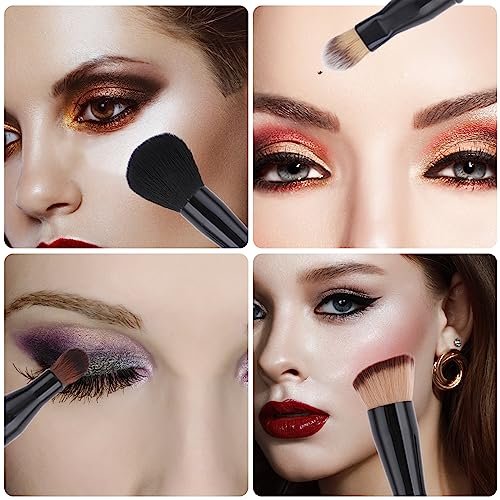 TIESOME 4-in-1 Makeup Brush Set - Double Ended Foundation, Blush, Eyeshadow, Concealer & Powder Brush - All-in-One Travel Makeup Brushes Avelisse
