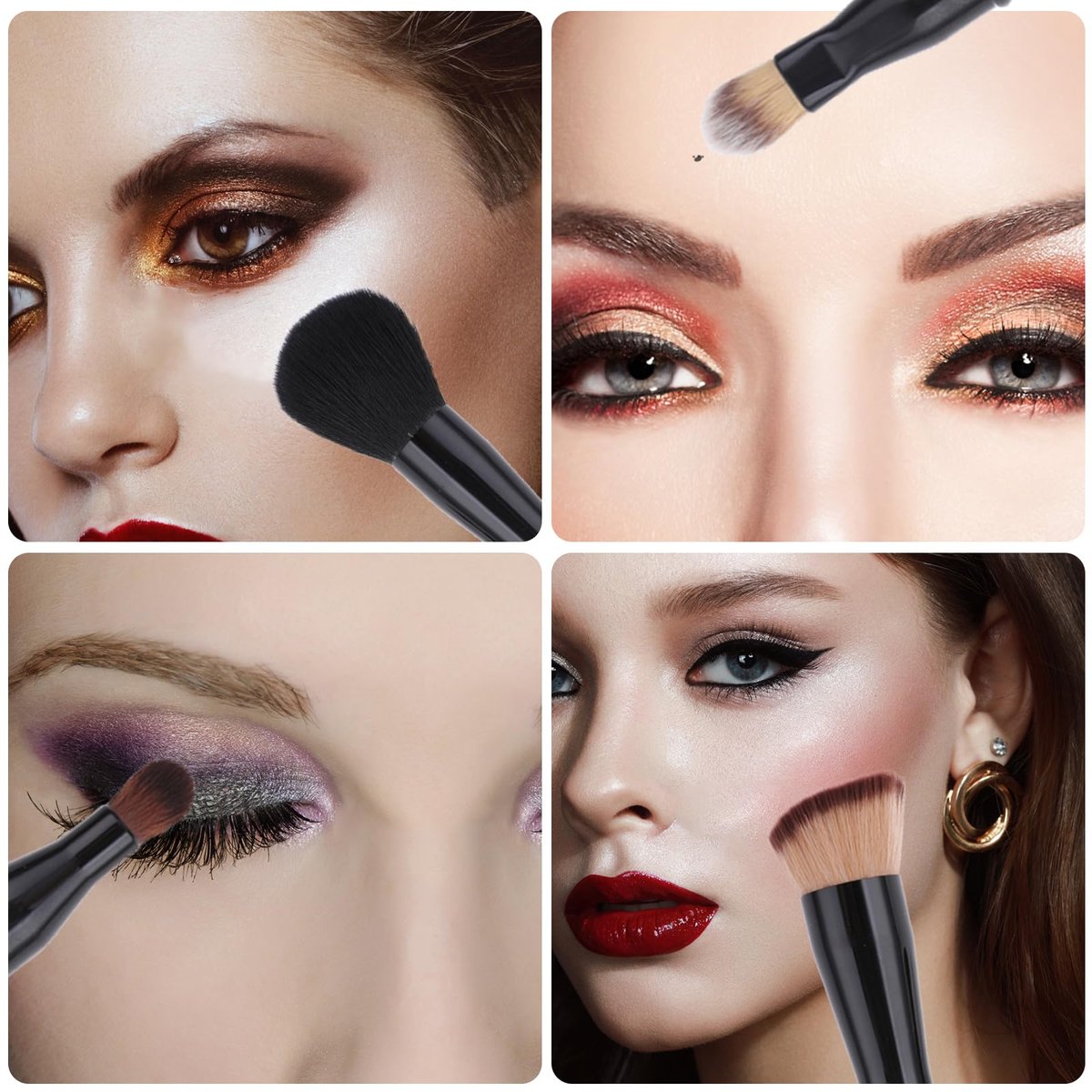 TIESOME 4-in-1 Makeup Brush Set - Double Ended Foundation, Blush, Eyeshadow, Concealer & Powder Brush - All-in-One Travel Makeup Brushes Avelisse