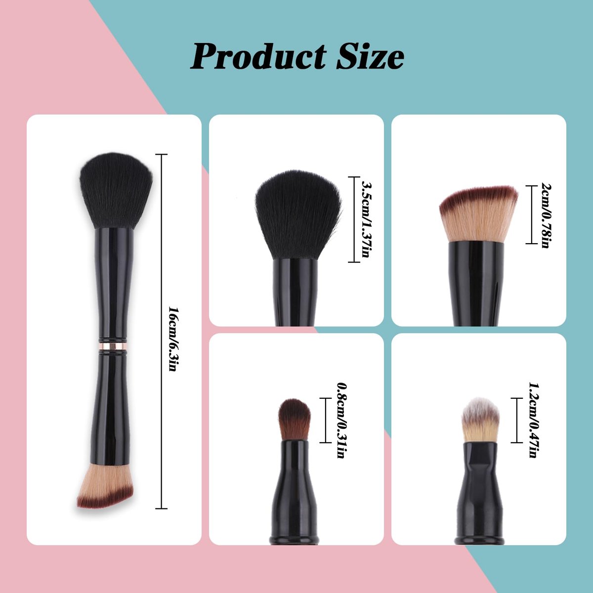 TIESOME 4-in-1 Makeup Brush Set - Double Ended Foundation, Blush, Eyeshadow, Concealer & Powder Brush - All-in-One Travel Makeup Brushes Avelisse