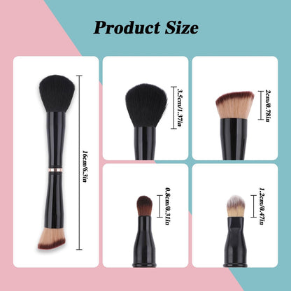 TIESOME 4-in-1 Makeup Brush Set - Double Ended Foundation, Blush, Eyeshadow, Concealer & Powder Brush - All-in-One Travel Makeup Brushes Avelisse