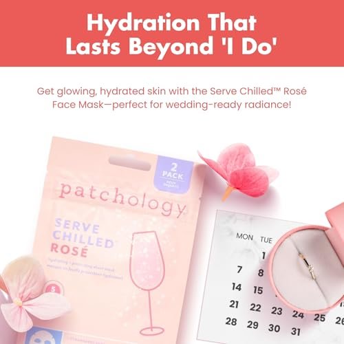 Patchology Serve Chilled Rosé Facial Sheet Mask - Hydrating & Soothing Face Mask with Hyaluronic Acid for Glowing Skin, Rosé Scented Self-Care Spa Experience - 2 Pairs - görsel 12