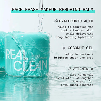 Real Techniques Real Clean Face Erase Makeup Removing Balm – Hydrating Cleansing Balm with Hyaluronic Acid & Vitamin A, 2 fl. oz Avelisse