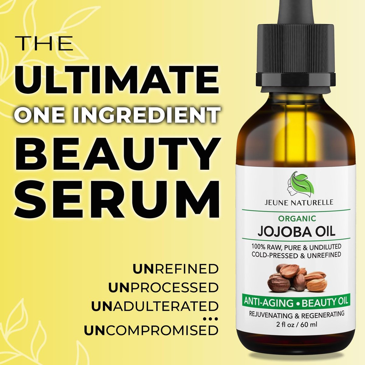 Jeune Naturelle Organic Cold Pressed Jojoba Oil - 100% Pure, Raw, Virgin, Unrefined for Hair and Skin - 2 oz - görsel 3