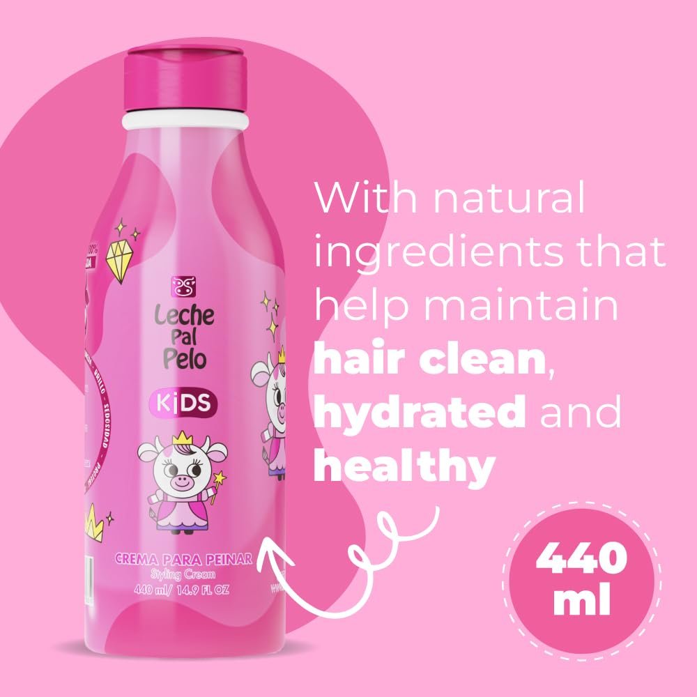 Leche Pal Pelo Kids Styling Cream - Lightweight Hair Cream with Coconut Oil & Jojoba Oil - Gentle Frizz Control for Children - 14.9 oz Avelisse