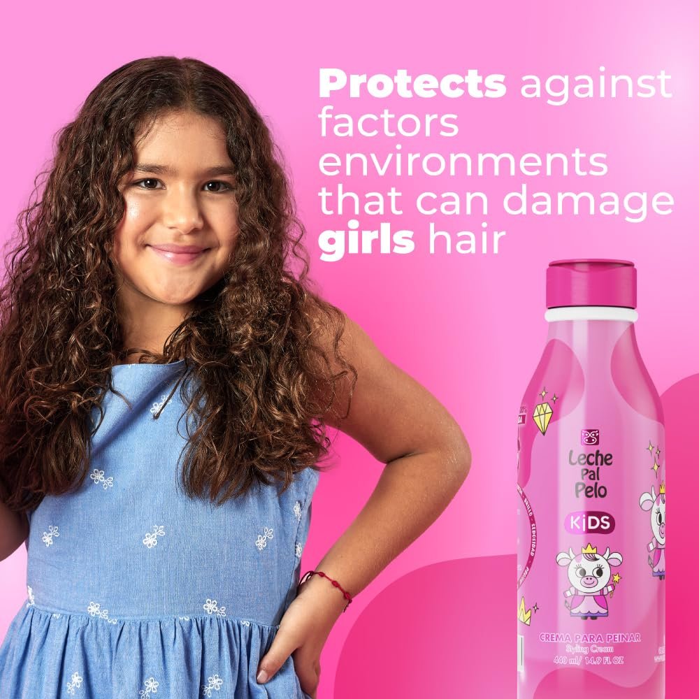 Leche Pal Pelo Kids Styling Cream - Lightweight Hair Cream with Coconut Oil & Jojoba Oil - Gentle Frizz Control for Children - 14.9 oz Avelisse