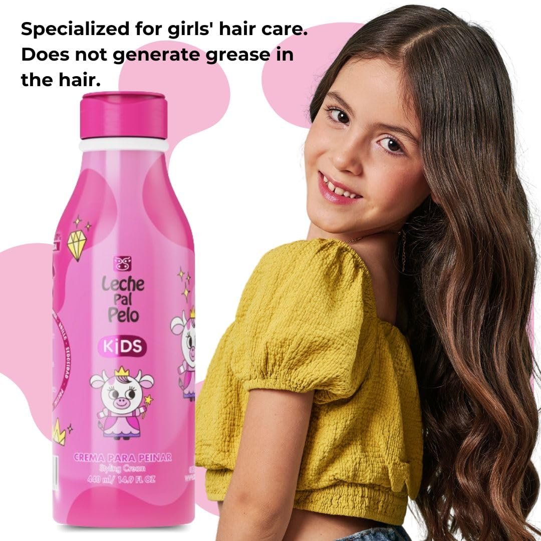 Leche Pal Pelo Kids Styling Cream - Lightweight Hair Cream with Coconut Oil & Jojoba Oil - Gentle Frizz Control for Children - 14.9 oz Avelisse