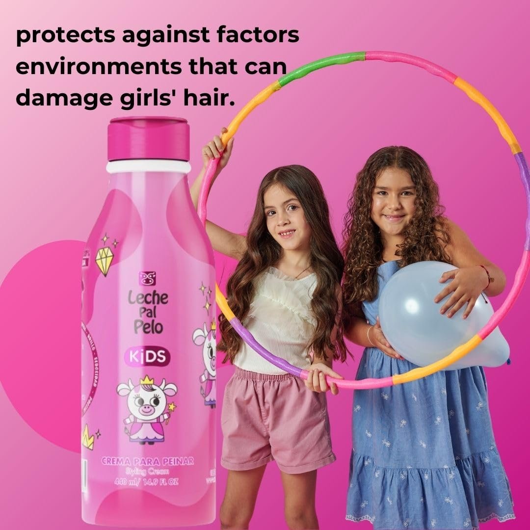 Leche Pal Pelo Kids Styling Cream - Lightweight Hair Cream with Coconut Oil & Jojoba Oil - Gentle Frizz Control for Children - 14.9 oz Avelisse