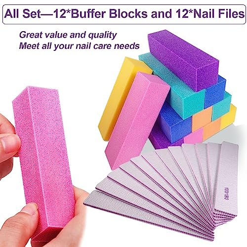 24 Pack Nail Files and Buffers Set - 4-Sided Emery Board Sponge Buffing Blocks for Acrylic and Natural Nails, 100/120/180 Grit, Professional Manicure Tool, Gray - görsel 9
