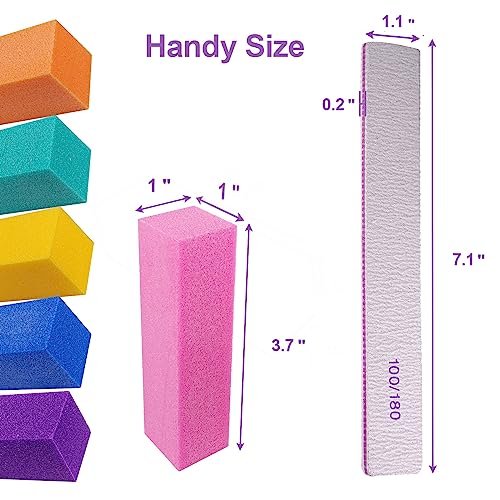 24 Pack Nail Files and Buffers Set - 4-Sided Emery Board Sponge Buffing Blocks for Acrylic and Natural Nails, 100/120/180 Grit, Professional Manicure Tool, Gray - görsel 13