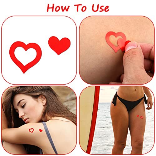 SAVITA 500 Piece Roll of 1 Inch Heart Shaped Body Stickers for Tanning - Self Adhesive Sunbathing Bed Stickers, Cute Red Paper Decals - görsel 8