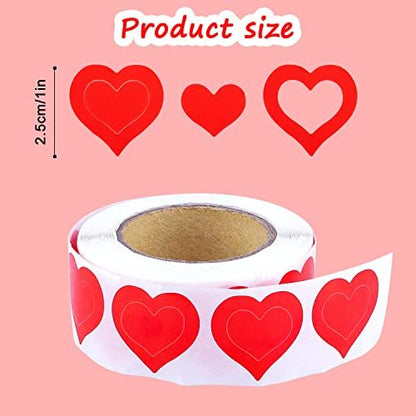 SAVITA 500 Piece Roll of 1 Inch Heart Shaped Body Stickers for Tanning - Self Adhesive Sunbathing Bed Stickers, Cute Red Paper Decals