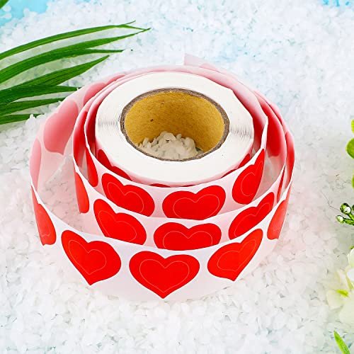 SAVITA 500 Piece Roll of 1 Inch Heart Shaped Body Stickers for Tanning - Self Adhesive Sunbathing Bed Stickers, Cute Red Paper Decals - görsel 6