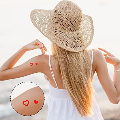 SAVITA 500 Piece Roll of 1 Inch Heart Shaped Body Stickers for Tanning - Self Adhesive Sunbathing Bed Stickers, Cute Red Paper Decals